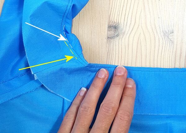 Fold the facing to the inside and smooth it out shift dress pattern, diy shift dress, how to make a shift dress